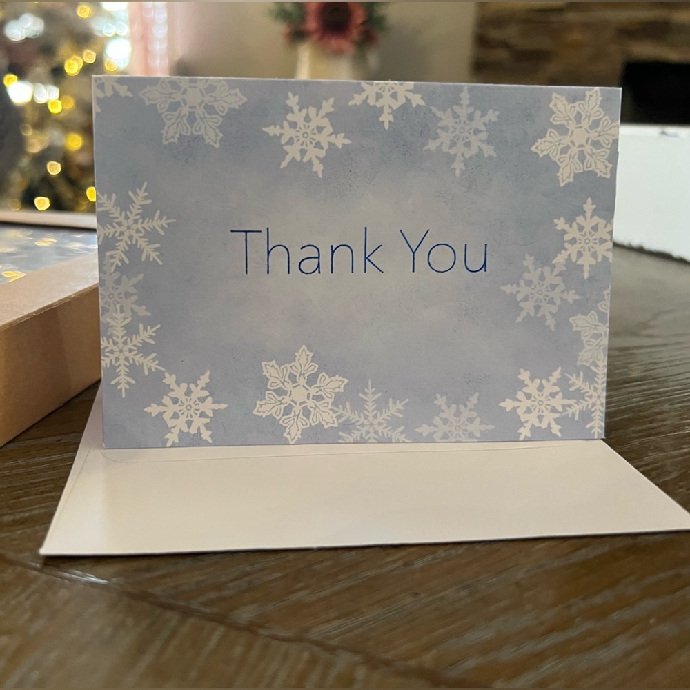 50 Thank You Snowflakes Notes With Envelopes